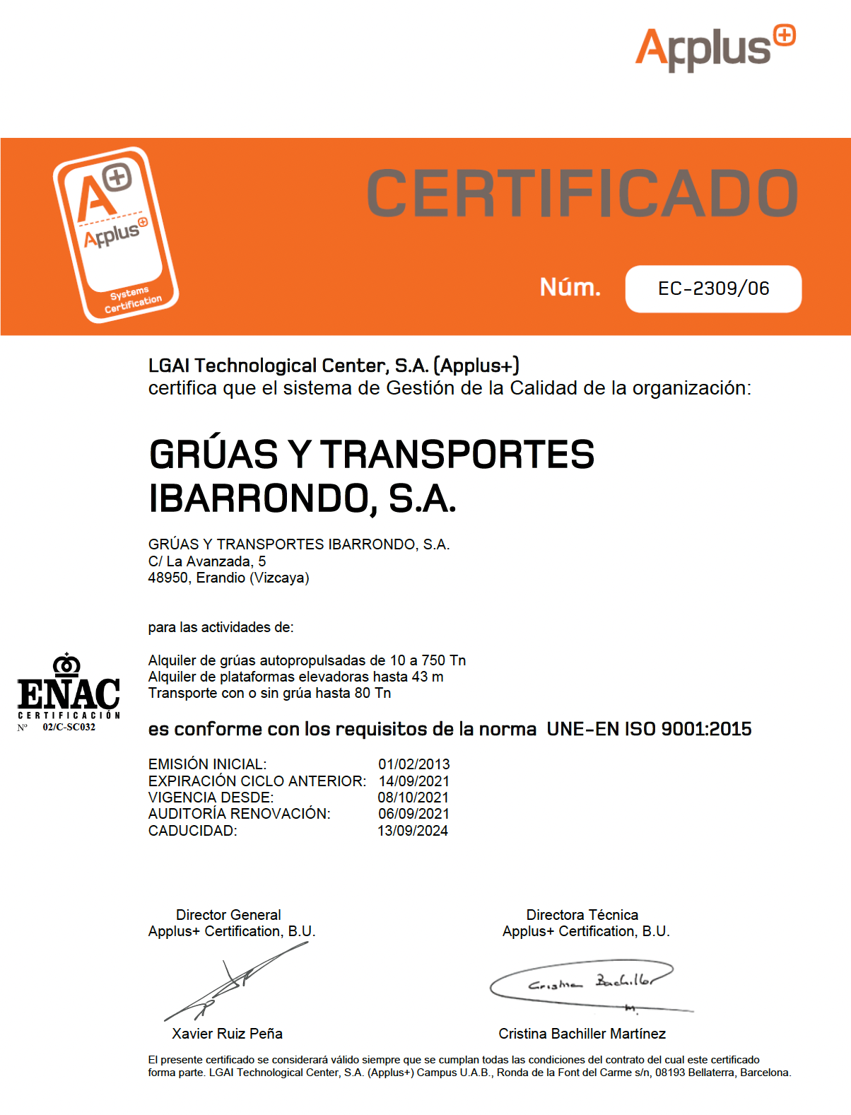 iso.9001-gti Gruas Ibarrondo
